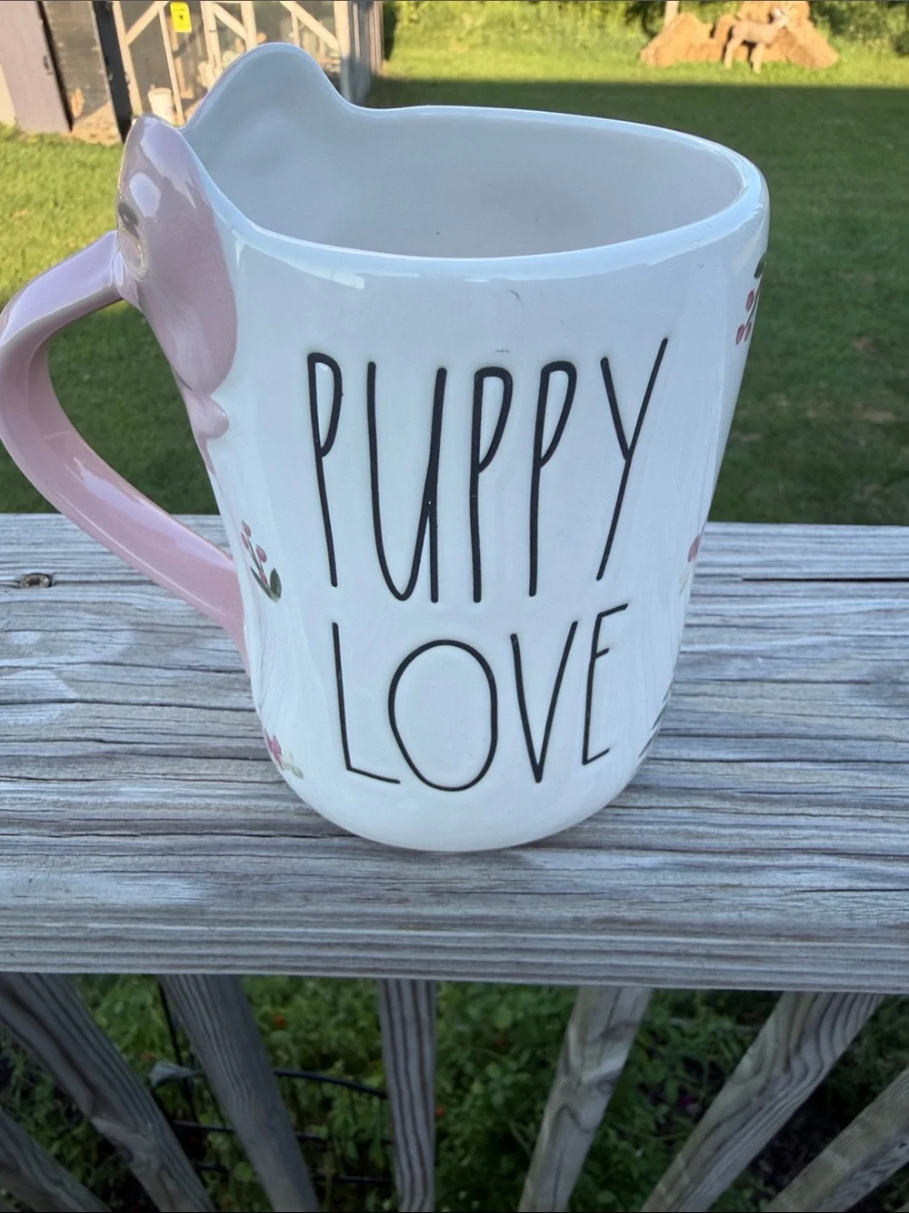 Rae Dunn Disney Lady the Tramp Pink-Handle Ceramic Mug